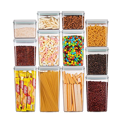 Ankou Pop Airtight Food Storage Containers with Lids for Kitchen Pantry Organizing Stackable Container for Cereal Snack Flour Sugar Coffee Spaghetti -12 Pcs(1.2, 2.0, 2.7, 3.3qt)*3 - color: 12 Pcs Set