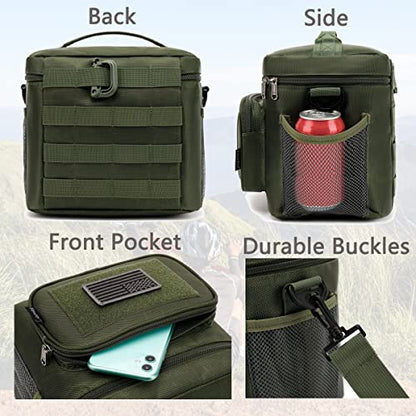 FlowFly Tactical Lunch Bag Large Insulated Lunch Box Cooler Tote for Men, Women with MOLLE/PALS Webbing (Army#Green, Medium) - color: Army#Green, size: Medium
