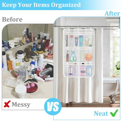 2 Pack Mesh Shower Caddy Hanging Organizer with 7 Pockets, Quick Dry Bathroom Storage Bag, Cruise Cabin and Dorm Essentials for Travel, Toiletry Organizer for Shampoo Soap
