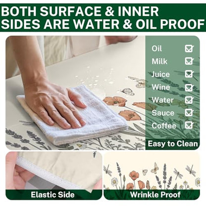 Picnic Table Cover with Bench Covers Elastic Edges, Botanical Camper Fitted Table Cover, Outdoor Camping Essentials 72 Inch 3PCS, Waterproof Camping Fitted Tablecloth with Drawstring Bag - color: Botanical, size: 72in