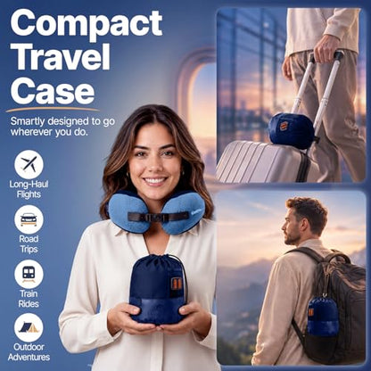 ComfyNap® Versatile Travel Neck Pillow for Airplane [Patented], 9 Positions in 3 Techniques, Plane Pillow with Pure Memory Foam, Travel Pillow with HeadRest Flight Sleep, Travel Essential - Zeus - color: Zeus