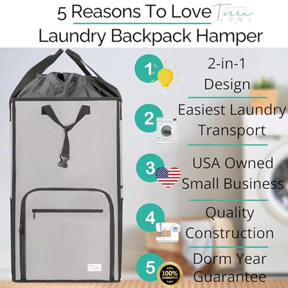 Terra Home Portable Extra Large Laundry Bag, College Dorms Apartment Essentials with Chest Strap, Shirt Folding Board Collapsible Foldable Laundry Bag, Clothes Hamper College Student Gifts (Grey) - color: Grey