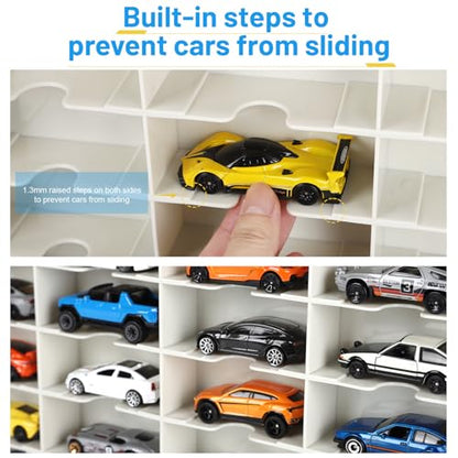 Saichotoy Storage Case for Hot Wheels - Carrying Display Case for 1/64 Scale Toy Cars, 48-Slot Double-Sided Transparent Organizer with Built-in Steps Prevent Sliding & Adjustable Dividers - size: 1 Pack