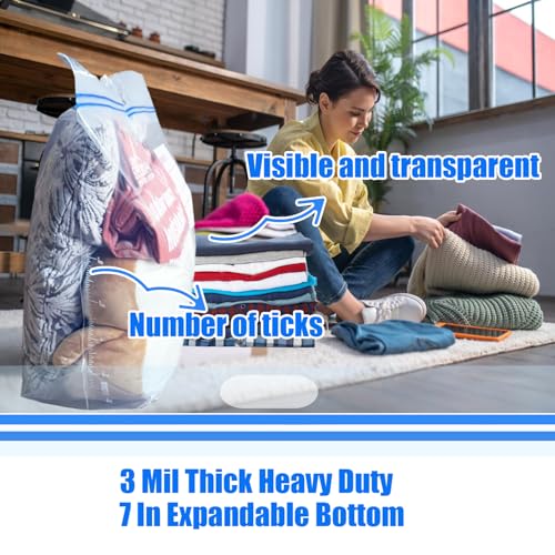 BEIDOU-PAC 10 Gallon Large Storage Bags with Handle, 25 Counts | Double Zipper Seal | Expandable Bottom, Resealable Clear zip Bags - style: Zip-10 gallon-25