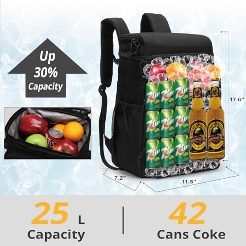 Tactical Backpack Cooler,Soft Lightweight Leakproof Cooler Backpack,Insulated Cooler Bag,Portable Soft Cooler Bag Waterproof for Beach, Travel, Camping, Picnic, Hiking - color: Black