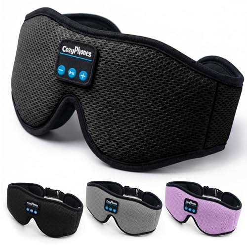 CozyPhones Bluetooth Sleep Mask Headphones for Adults – Wireless Sleep Headphones for Side Sleepers, Breathable Eye Mask for Travel, Meditation & Tinnitus Support - Black - color: Black