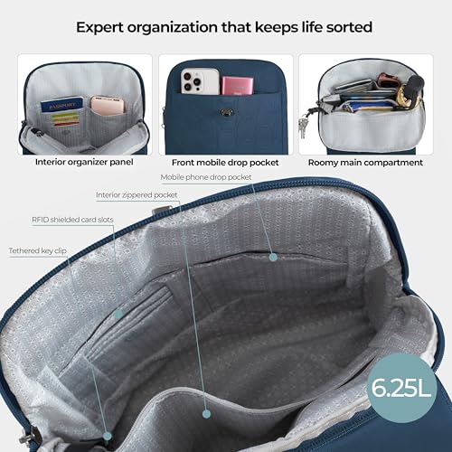 Travelon Anti-Theft Runways Compact Backpack - color: Ocean