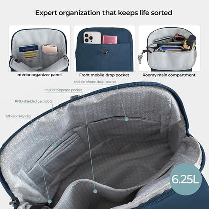 Travelon Anti-Theft Runways Compact Backpack - color: Ocean
