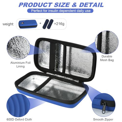 CDBXPRG Insulin Cooler Travel Case,Diabetic Cold Pack Organizer Bag with 2 Reusable Ice Packs for Insulin Pen and Other Medication Diabetic Supplies Blue - color: PU-Light Blue