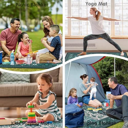 Supfitness Extra Large Picnic Blankets Waterproof Foldable (80"x 80") Beach Blanket Waterproof Sandproof,3-Layer Thicking Mat Outdoor Packable Camping Blanket - color: Boho-teal, size: 80x80in