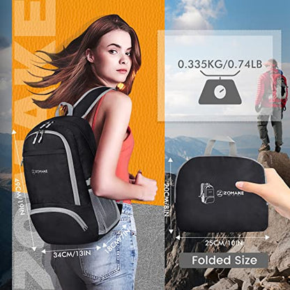 ZOMAKE Lightweight Packable Backpack 30L, Foldable Hiking Backpacks Water Resistant Compact Folding Daypack for Travel(Black) - color: Black