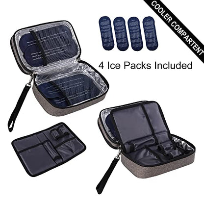 apollo walker Insulin Cooler Travel Case Diabetic Medication Cooler with Ice Packs and Insulation Liner - color: Gray, size: Medium