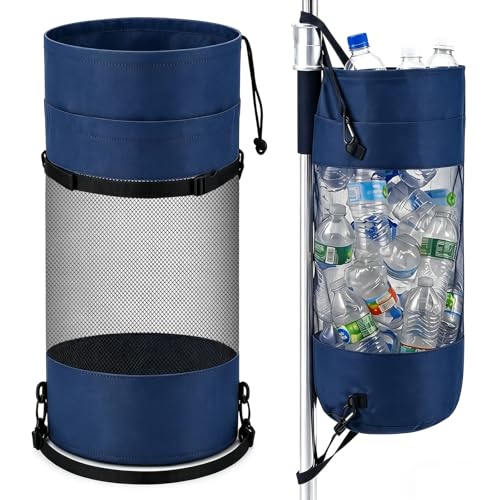 Gersoniel Portable Boat Trash Bags Boat Accessories Container Outdoor Medium Hoop Mesh Trash Bags Reusable Garbage Container Cabin Storage for Men Women Adults Kayak Camper Fishing - color: Navy Blue, style: Classic Style
