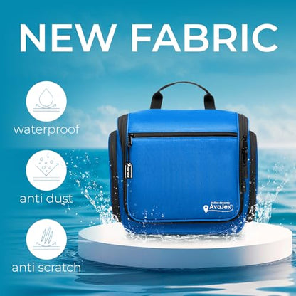 Travel Toiletry Bag for Men and Women - (10.6”x10.6”x3.2”) Large Hanging Toiletry Organizer - Waterproof Hygiene Bag with Metal XXL Swivel Hook, with Sturdy Zippers and 19 Compartments for Toiletries - color: L Light Blue