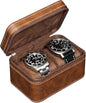 ROTHWELL 2 Watch Travel Case for Men | Compact PU Leather Protective Box with Microsuede Interior | Fits Watches & Smartwatches Up to 55mm (Tan/Brown) - color: Tan / Brown