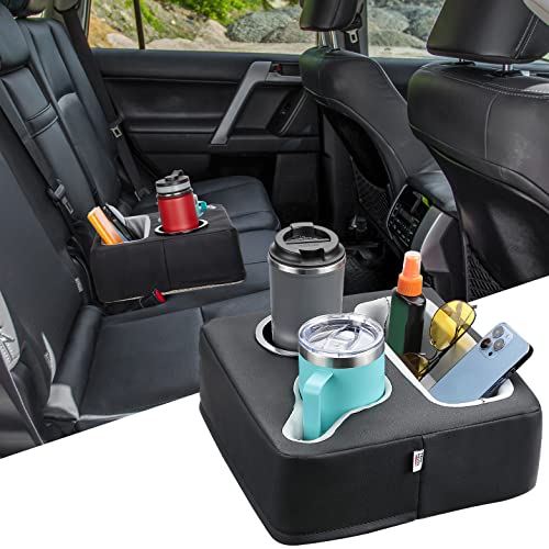KEMIMOTO Back Seat Cup Holder for Car, Couch Cup Holder, Car Truck Boat Organizer, Couch Sofa Bed Expander Tray Holds Drinks, Snacks, Remote, Cell Mobile Phone (Black) - color: Black