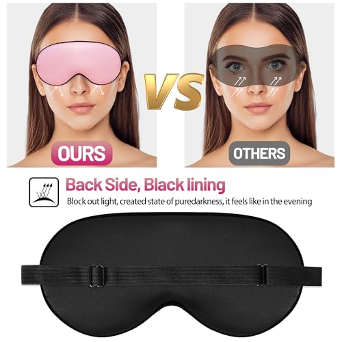 Sleep Mask, Silk Eye Mask for Sleeping with Adjustable Strap, Blindfold Eyeshade for Men & Women, Comfortable & Soft Eye Cover Eyeshade for Night Sleep (Rose Pink) - color: Rose Pink
