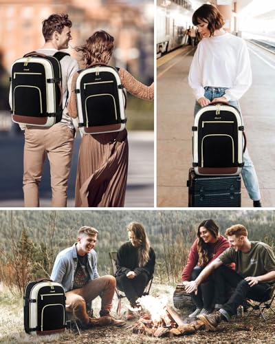 LOVEVOOK Travel Backpack For Women, 40L Carry On Backpack Flight Approved, TSA Personal Item Backpack Travel Bag Fit 17 Inch Laptop, Business Weekender Overnight Waterproof Daypack with 2 Cubes - color: Navy-light Blue-black, size: 40l-17.3 Inch-3pcs