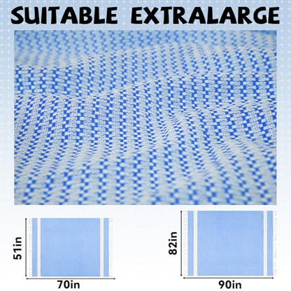 Lightweight Woven Throw Blanket Cotton Large Soft Alaska Cruise Essentials Carnival Ship Must Have Deployment Accessories Airplane Attendant Stuff Kids Travel Sheet Cute Safety Packable Flight Need - color: Teal, size: Extra Large 50'' x 70''