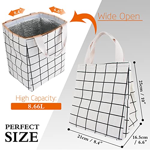 Lunch Bag Insulated Lunch Box for Women Men,Reusable Adult Lunch Tote Bags for Work or Travel (White Plaid) - color: White Plaid