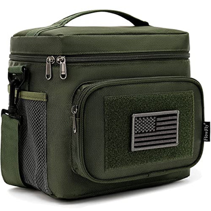 FlowFly Tactical Lunch Bag Large Insulated Lunch Box Cooler Tote for Men, Women with MOLLE/PALS Webbing (Army#Green, Medium) - color: Army#Green, size: Medium