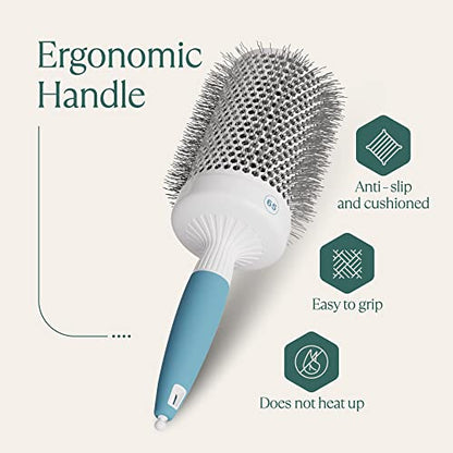 Round Brush for Blow Drying - Extra Large Ceramic Ion Thermal Barrel for Precise Styling and Maximum Volume - Lightweight Hair Brush for Smooth Manageable Hair (Bristle 3.4 in, Barrel 2.5 in) - size: 2.5 Inch