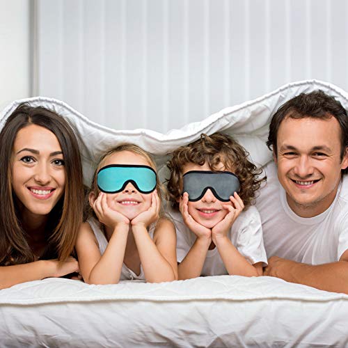 2 Pieces 3D Sleep Mask for Kids Memory Foam Contoured Eye Mask, Travel Sleep Eye Cover with Adjustable Strap, 3D Blindfolds(Gray and Green) - color: Gray and Green