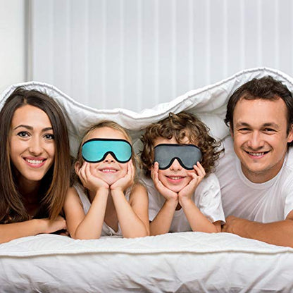 2 Pieces 3D Sleep Mask for Kids Memory Foam Contoured Eye Mask, Travel Sleep Eye Cover with Adjustable Strap, 3D Blindfolds(Gray and Green) - color: Gray and Green