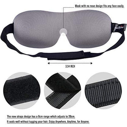 PrettyCare 3D Sleep Mask 2 Pack,Eye Mask for Side Sleeper -3D Contoured Sleeping Mask Blackout Out for Men Women - Zero Eye Pressure Blindfold with Ear Plugs, Night Masks with Travel Bag (Black＆Grey) - color: Black＆grey