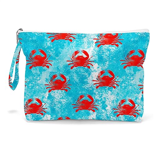 Fokongna Wet Bag, Travel Makeup Bag, Wet Dry Bag, Wet Bag for Swimsuit, Beach Pool Diapers Dirty Yoga Gym Clothes Zipper Pouch for Women Sister Friends Wet Bag Ocean Sea Shells Beach Starfish.349 - color: Crab