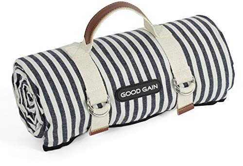 G GOOD GAIN Waterproof Picnic Blanket Portable with Carry Strap for Beach Mat or Family Outdoor Camping Party (Navy Blue) - color: Nave Blue