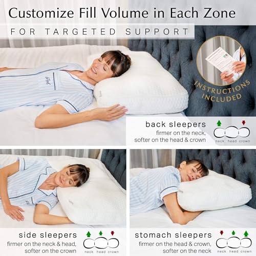 Aricove Bed Pillow for Sleeping, Side Sleeper Pillow for Adults, Queen Size, Adjustable Firm Memory Foam & Soft Microfiber Fill, Neck and Shoulder Support - size: Queen Size 20"x30"
