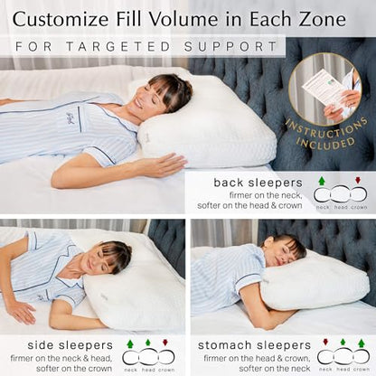 Aricove Bed Pillow for Sleeping, Side Sleeper Pillow for Adults, King Size, Adjustable Firm Memory Foam & Soft Microfiber Fill, Neck and Shoulder Support - size: King Size 20"x36"