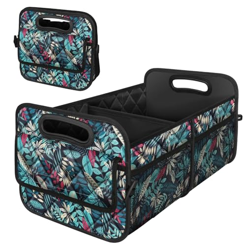 Deosk Car Trunk Organizer for SUV, Car Organizers and Storage with Reinforced Handles, Car Accessories for Women/Men 50L Waterproof Polyester Trunk Organizer(Medium, Leaves) - color: Leaves, size: Medium