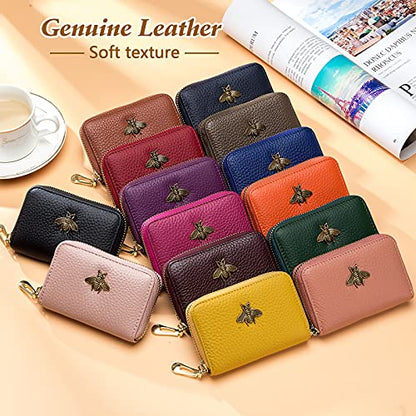 imeetu RFID Credit Card Holder, Small Leather Zipper Card Case Wallet for Women - color: Lite - Black, size: Lite