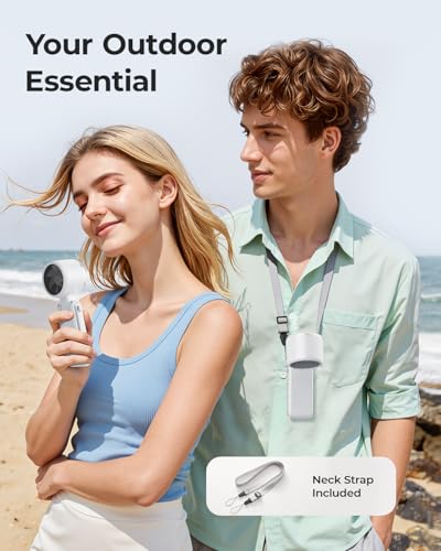Portable Handheld Turbo Fan - 5 Gear High Speed 4000mAh Rechargeable Mini Personal Hand Fan Blow Cold Air, Battery Operated Travel Essentials, Beach Vacation, Gifts for Women, Men (White) - color: White