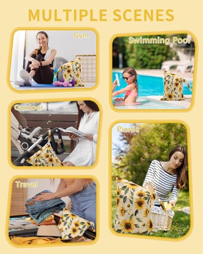 babygoal Wet Dry Bags 3 Pack, Waterproof Travel Bags for Swimsuits, Beach, Pool, Gym,Food Storage and Wet Clothes(Sunflower,Lemon,Stripe),3LN43-B - color: Girl color 43