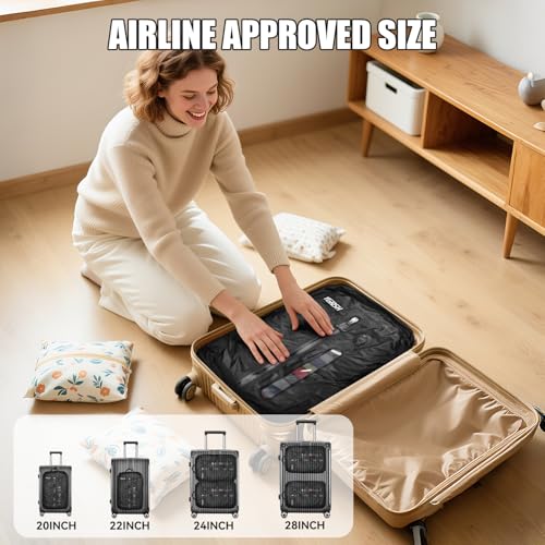 Vacuum Bags for Travel, Waterproof Compression Bags with Wireless Lockable Pump, Reusable Vacuum Packing Cubes Compatible with Suitcase, Luggage, Backpack (1, Black, 36L)