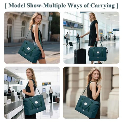 Travel Duffel Bag with Shoes Compartment, Overnight Weekender Bags for Women,Carry on Personal Item Bag，Extra Large - color: A-Peacock Blue, size: Extra Large