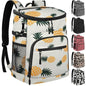 Cooler Backpack Insulated Leakproof Waterproof Backpack Cooler Bag 30/45 Cans, Large Capacity Lightweight Travel Camping Beach Backpack Cooler Ice Chest for Men and Women - color: pineapple, size: 30 Cans