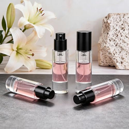 5ml Perfume Travel Refillable Bottle Perfume Atomizer, Travel Size Perfume Bottle,12pcs Glass Bayonet Mount Fragrance Atomizers for Trip, Leak-proof Cologne Sprayer Bottles - color: black