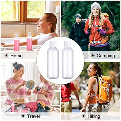 50 Pcs 3.4 oz Travel Bottles for Toiletries TSA Approved Leakproof Plastic Empty 100 ml Travel Size Bottles Bulk Refillable Squeeze Clear Container for Cosmetic Shampoo Liquids(Clear, White)
