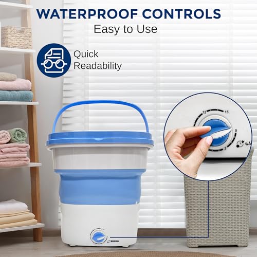 Pure Clean Portable Washing Machine 15L – Foldable Mini Washer for Baby Clothes, Underwear, Small Laundry – Compact Washing Machine for Apartments, Dorms, RV, Camping, Travel