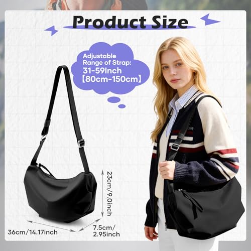 SEAFEW Mini Crossbody Bag Shoulder Bag for Men, Small Messenger Satchel Bag for Women - color: Black - Crescent