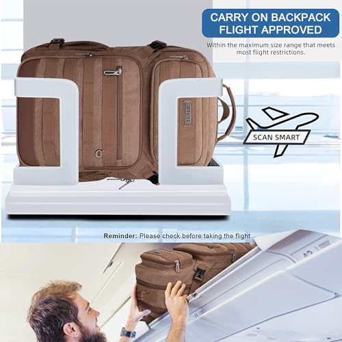 WITZMAN Canvas Travel Backpack for Men Multiple Pockets Fit 16 inch Laptop Backpack Carry-on Airline Approved(A8025 Brown) - color: Brown