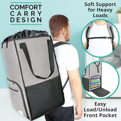 Terra Home Portable Extra Large Laundry Bag, College Dorms Apartment Essentials with Chest Strap, Shirt Folding Board Collapsible Foldable Laundry Bag, Clothes Hamper College Student Gifts (Grey) - color: Grey