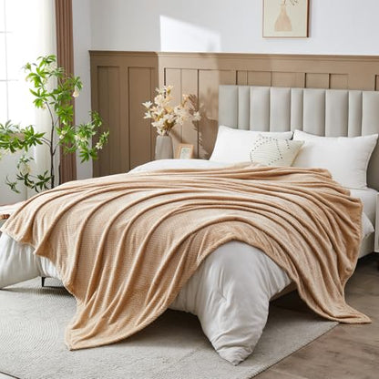 NEWCOSPLAY Super Soft King Blanket Brown Premium Silky Flannel Fleece Leaves Pattern Lightweight Bed Blanket All Season Use (Brown, King(90"x110")) - color: Brown, size: King(90"x110")