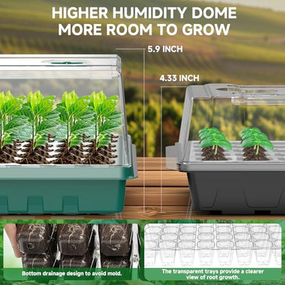 Adawook Seed Starter Trays with Grow Lights, Color Change Grow Lights for Seed Starting Kit, 3 Timming Set, Indoor Plant Growing Kit for Gardeners, Germination Trays Kits, Gardening Gifts (60 Cells)