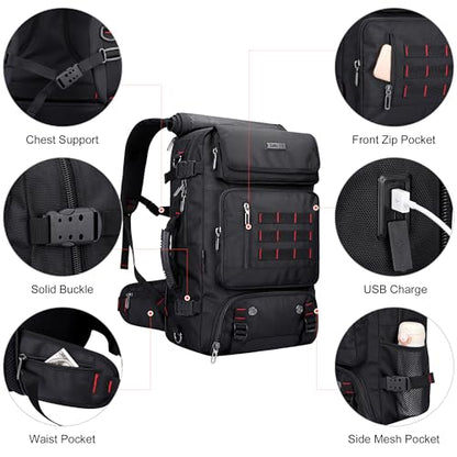 WITZMAN Carry on Travel Backpack for Men Women Airline Approved Convertible Nylon Duffle Backpack Luggage Bag (B682 Black) - color: 01.black