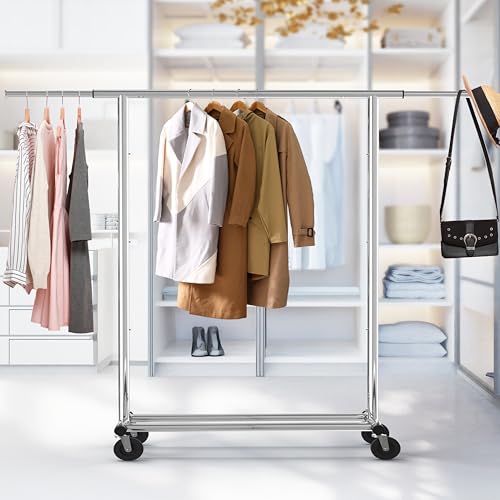 Simple Houseware Heavy Duty Clothing Garment Rack, Holds Up to 150 lbs, 42 to 67 Inches Extendable Rod, Chrome - color: Chrome, size: Heavy Duty
